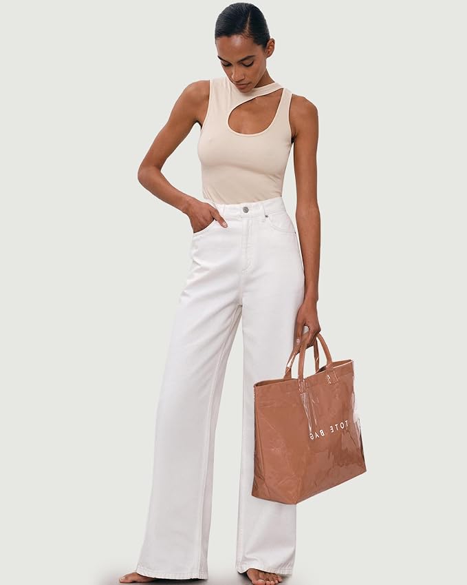 Lushandy PVC Tote Bag for Women Jelly Beach Bag Top Handle Hobo Handbag | Water-Resistant, Wipe Clean, Lightweight - Image 2