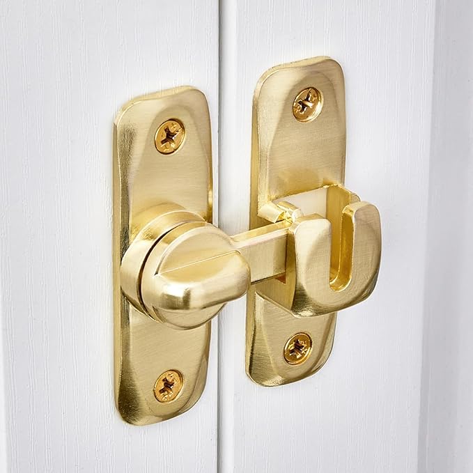2 Packs Gold Barn Door Latches,90/180 Degree Gate Lock_B | Zinc Alloy Right Angle Door Lock Latch,Flip Gate Latches,Sliding Door Latch Lock,for Cabinets,Fence Gates,Pet Cage - Image 4