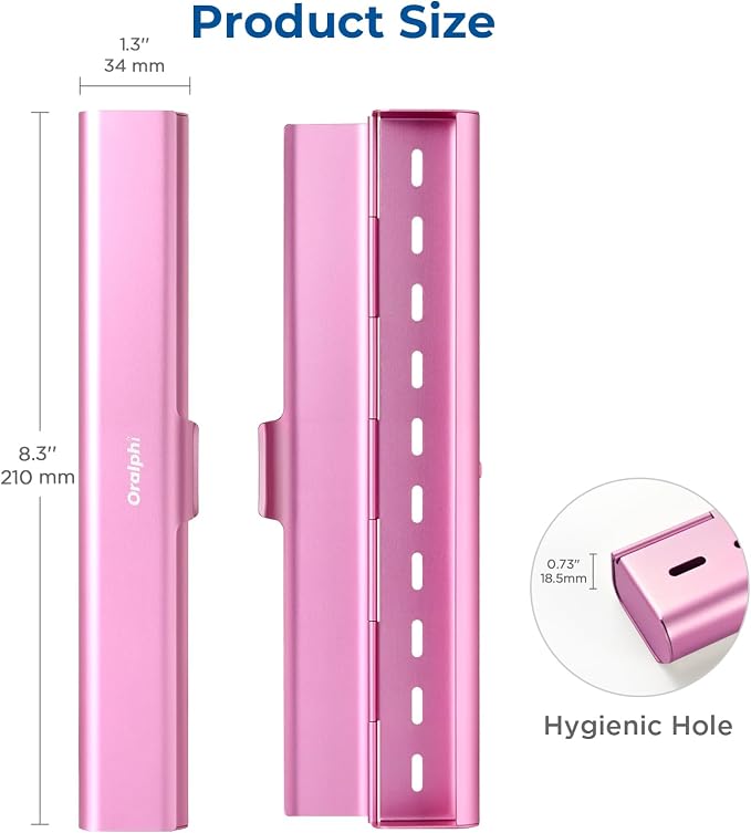 Aluminum Toothbrush Travel Case, Portable Travel Toothbrush Holder, Durable Manual Toothbrush Box Container for Traveling, Bathroom, Camping, Business Trip-Pink - Image 5