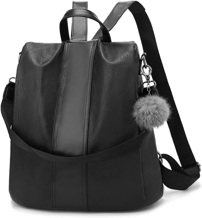 Women Backpack Purses PU Leather Anti-theft Rucksack Waterproof Daypack Casual Shoulder Satchel Bag (Black) by YOUNNEBagsOfficial
