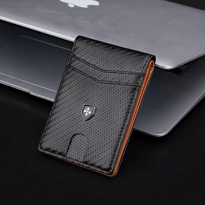 Slim RFID-Blocking PU Leather Bifold Wallet for Men & Women, Minimalist Card Holder with ID Window & Cash Pocket - Image 4