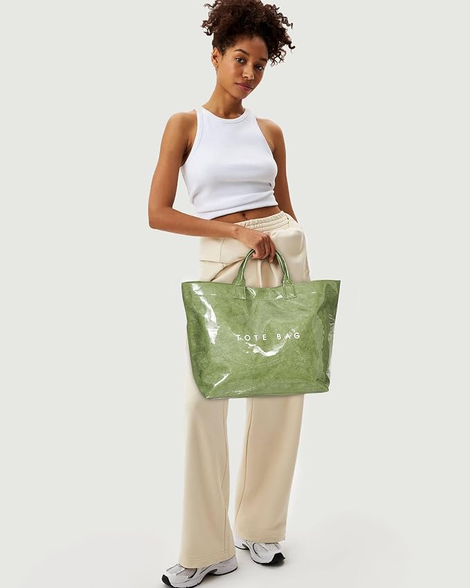 Lushandy PVC Tote Bag for Women Jelly Beach Bag Top Handle Hobo Handbag | Water-Resistant, Wipe Clean, Lightweight - Image 7