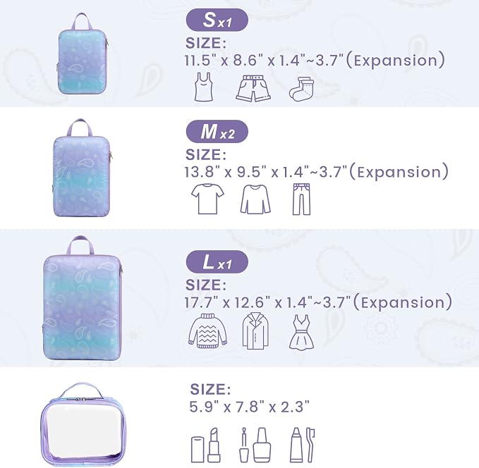 Cambond Compression Packing Cubes for Travel - Luggage Suitcase Organizer | Compression Zip Design for Space-saving, Expandable, Lightweight, Keep Clothes Sorted, Luggage Space Tidy, Carry on Pack Fast - Image 3