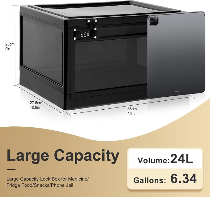 Lalifebuss Large Lock Box for Personal Items, 24 Litre Combination Lockable Storage Box for Office Locker/School/Medicine/Snacks/Phone Jail/Electronic/Home - Image 2
