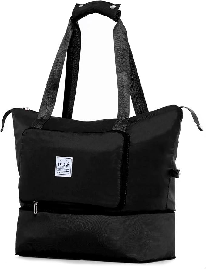 Oflamn Large Capacity Foldable Travel Carry On Duffel Tote Bag with Trolley Sleeve for Airplanes, Toiletry Bags for Women Men - Image 2