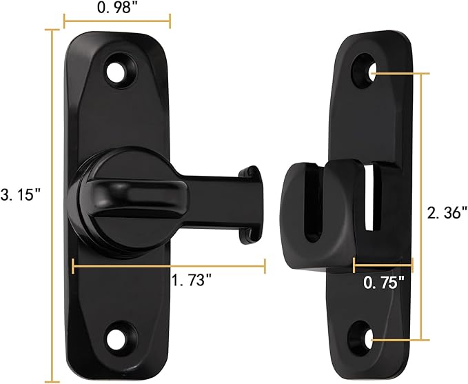 4 Packs Black Barn Door Latches,90/180 Degree Gate Lock_B | Zinc Alloy Right Angle Door Lock Latch,Flip Gate Latches,Sliding Door Latch Lock,for Cabinets,Fence Gates,Pet Cage - Image 2