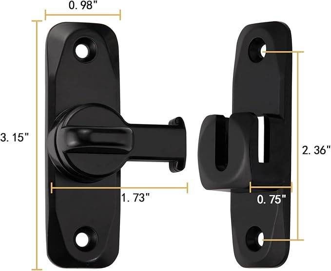 Black Barn Door Latches,90/180 Degree Gate Lock_B | Zinc Alloy Right Angle Door Lock Latch,Flip Gate Latches,Sliding Door Latch Lock,for Cabinets,Fence Gates,Pet Cage - Image 2
