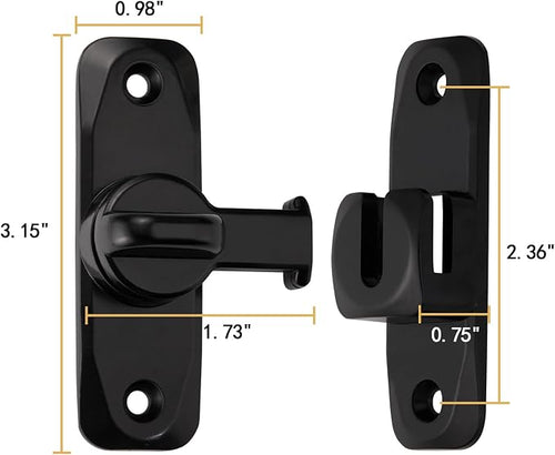 2 Packs Black Barn Door Latches,90/180 Degree Gate Lock_B | Zinc Alloy Right Angle Door Lock Latch,Flip Gate Latches,Sliding Door Latch Lock,for Cabinets,Fence Gates,Pet Cage - Image 2