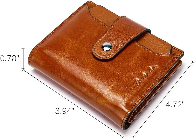 BOSTANTEN Leather Womens Wallet Small RFID Blocking Credit Card Holder | Removable ID Window, Zipper Coin Pocket, Bifold, Minimalist, Fits Small Purses, Daily Use, Ladies Gifts, Brown - Image 4