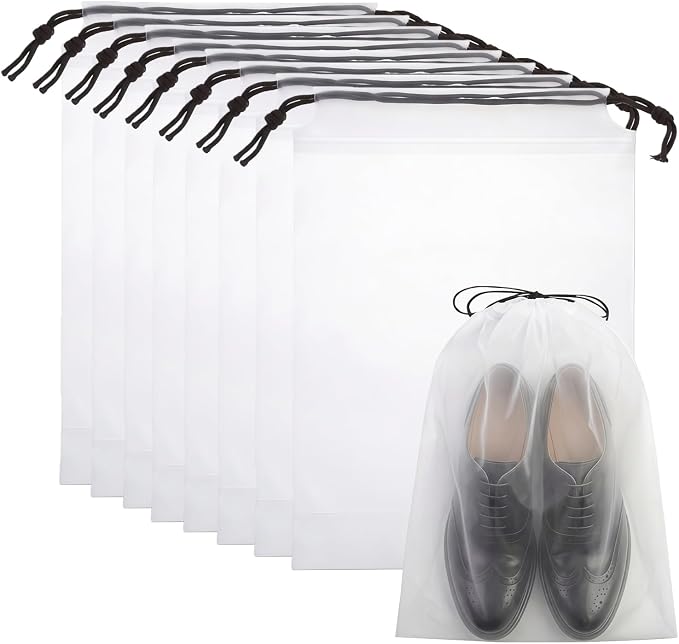 Drawstring Shoe Bags Shoe Bags for Packing, Storage Reusable Waterproof Shoe Organizers for Sneakers & Clothes, Translucent Travel Bags for Men Women (8 Pack) by Unknown