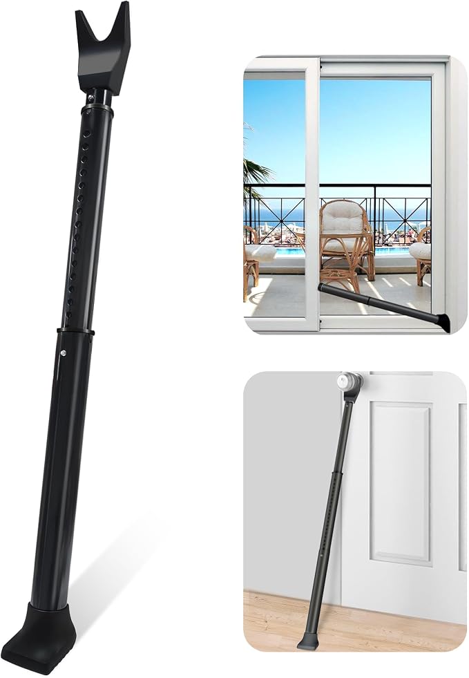 AceMining 1 Pack Door Security Bar, Patio Door Lock, 20-50 in | Sliding Glass Door Security Bar for Patio Door, Window Security and Door Stopper Protection, Black by AceMining