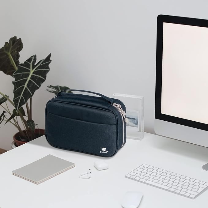 pack all Electronic Organizer Plus, Shockproof Cable Organizer Bag | Large Capacity, Water-resistant, Portable & Durable, Travel Tech Pouch for Chargers, Phones, USB Cords, Navy Blue - Image 9