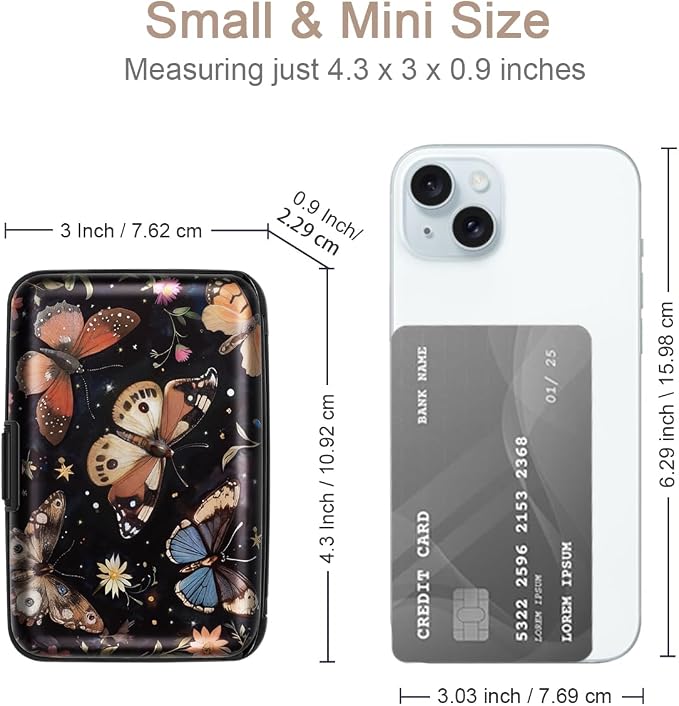 Coco Rossi Credit Card Holder RFID Aluminum Small Mini Wallet Women | Metal Wallet, Business Cards Holder, ID Case, Slim Sleeves, Womens Girls Gift, Carry Wallets for Travel, Star Butterfly - Image 7