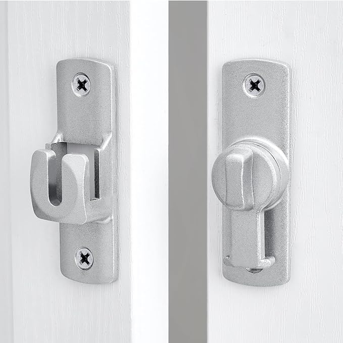 Silvery 90/180 Degree Flip Lock,Aluminum Alloy Barn Door Latch | Right Angle Door Lock Latch,Sliding Door Latches,Flip Gate Latches,for bedroom,garage,drawer,cabinet,window,pet enclosures - Image 4