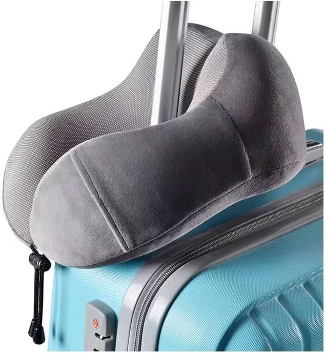 Airplane Travel Neck Pillow, 100% Memory Foam Ergonomic Neck Support, Airplanes Neck Pillow with Washable Cover Travel Essential for Flight, Office includes Eye Masks, Earplugs & Carry Bag (Dark Gray) - Image 9