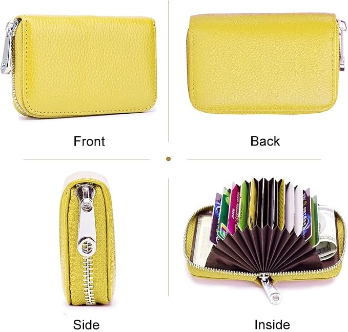 RFID Credit Card Holder Genuine Leather Credit Card Wallet with Zipper | RFID - Image 3