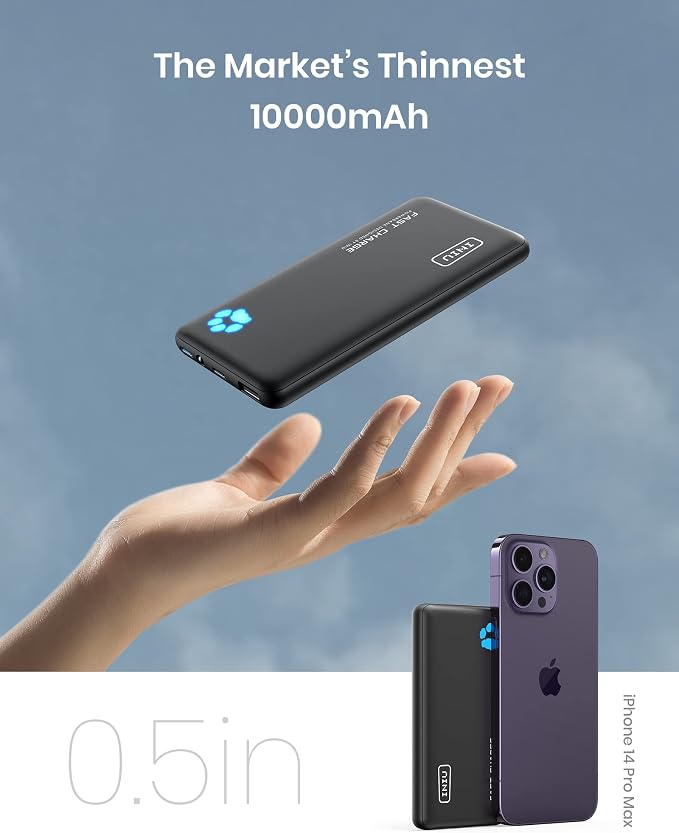 INIU Portable Charger, Slimmest 10000mAh Fast Charging USB C Power Bank | USB-C Cable, Flight-Safe, Travel Essentials, Flashlight, for iPhone 17 16 15 Pro Max Air, Samsung S26, S25, Google etc - Image 5