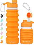 Nefeeko Collapsible Water Bottle, 26oz Silicone Foldable Water Bottles | Leakproof BPA Free Travel Water Bottles with Carabiner,Portable Sport Water Bottles for Camping,Hiking Outdoor Indoor Sport by Nefeeko