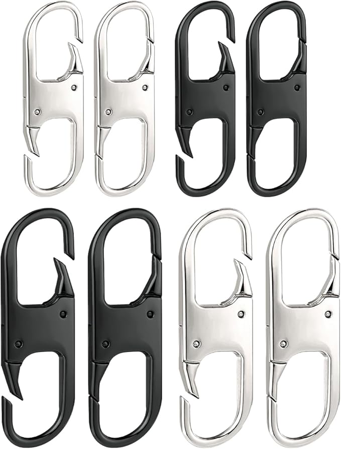 Anti Theft Zipper Lock Backpack Zipper Lock Keep The Zipper Closed, Quick Disconnect Clip Key Holder Add-on Accessory 8PCS 2Sizes (Black/Silver) by nkomax