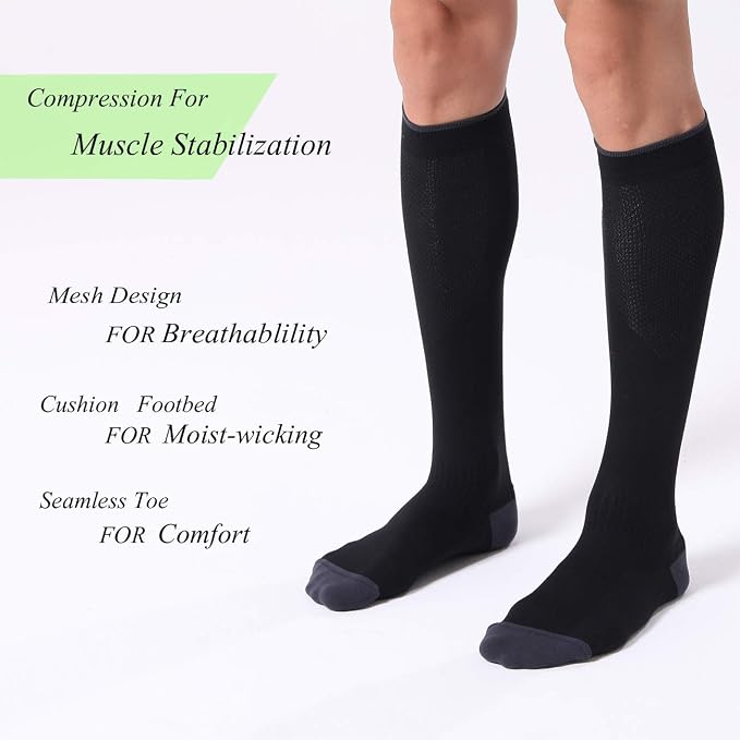 FITRELL 3 Pairs Compression Socks for Women and Men 20-30mmHg-Circulation Support Socks - Image 2