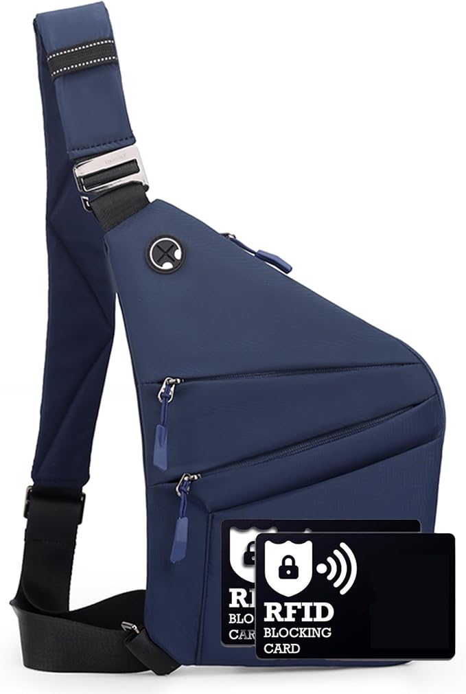 Anti Theft Crossbody Bags for Women Men, Multi-Pocket Shoulder Bag, Slim Sling Bags with 2 RFID Blocking Card by Ibalulu