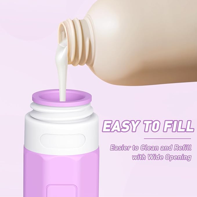 Redfly Travel Bottles for Toiletries, Tsa Approved 3oz Travel Size Containers, Leak Proof Travel Size Toiletries Bottles Silicone, BPA Free Refillable Shampoo Conditioners Essentials Kit, Purple - Image 2