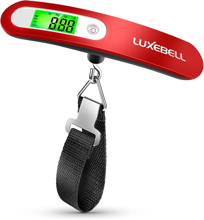 Digital Luggage Scale Vacation Travel Essentials Accessories Gifts for Traveler Portable Suitcase Handheld Weight Scale 110 lbs Hanging Baggage Travel Must Haves by Luxebell