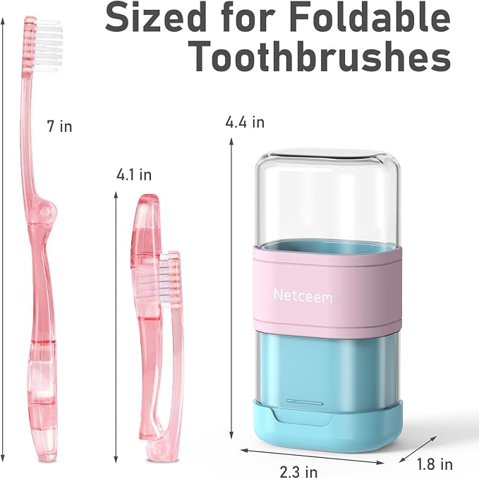 Toothbrush Travel Case Kit,Portable Folding Tooth Brush Holder and Toothpaste Cover Container with Mouthwash Cup, Oral Clean Tools Organizer for Traveling, Bathroom, Camping, Business Trip(1Pack） - Image 3