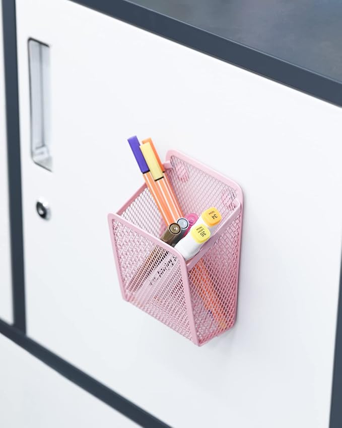 Magnetic Pencil Holder,Mesh Stainless Steel Pen Basket, Metal Writing Utensil Storage Organizer for Whiteboard,Blackboard,Kitchen, Locker, Home, or Office | Metal Writing Utensil Storage Organizer for Whiteboard,Blackboard,Kitchen, Locker, Home, or Office - Image 7