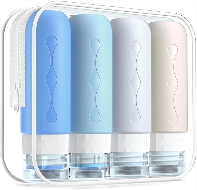 Gemice Travel Bottles for Toiletries, Tsa Approved Travel Size Containers with Clear Bag, BPA Free Leak Proof Travel Tubs Refillable Travel Accessories for Cometic Shampoo Lotion Blue by GemiceBeautyTools