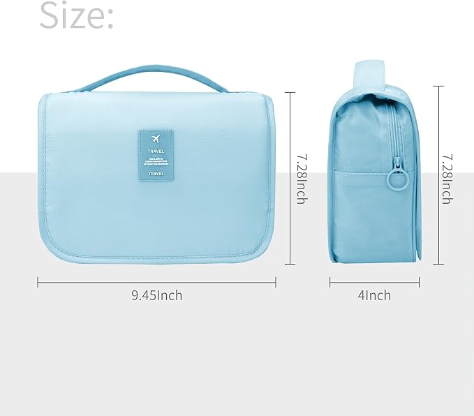 Lcsmaokin Large Capacity Toiletry Bag Travel Bag with Hanging Hook for Men and Women Waterproof Travel Cosmetic Bag Bathroom Storage Bag for Brushes Set, Full-Sized Shampoo,Accessories(Baby Blue) - Image 5