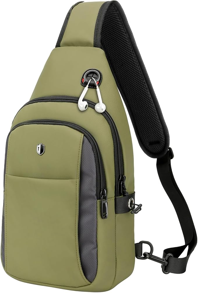 Anti-Theft Tactical Sling Bag for Men&Women, Water Resistant Crossbody Mini Backpack, Travel Hiking Lightweight Chest Pack,Built-in Audio Port, Reversible Strap, Fits 11 inch iPad & Switch 2 by baaob