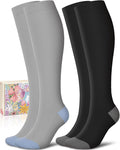 CTHH Soft Cotton Compression Socks for Women Men 20-30mmHg Knee High Socks | Support Circulation for Running, Flying, Nurses, Pregnancy (2 Pairs) by CTHH