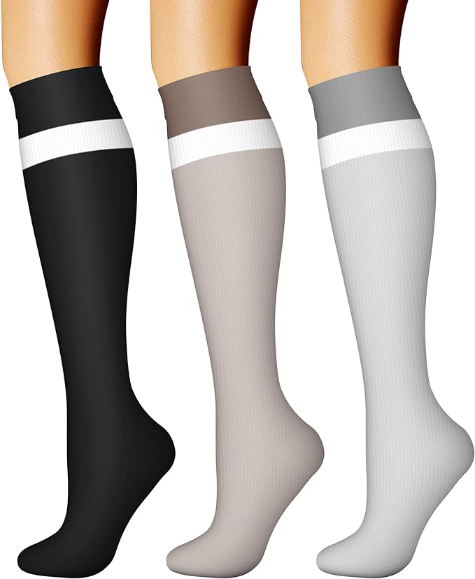 CHARMKING Compression Socks for Women & Men Circulation (3 Pairs) 15-20 mmHg is Best Support for Athletic Running Cycling by CHARMKING
