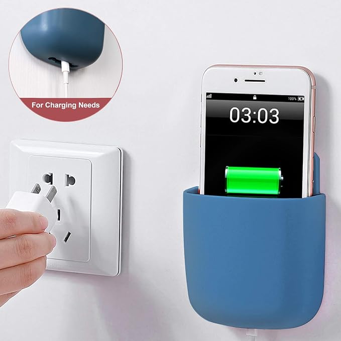 3 Pcs Remote Control Holder, Wall Mount Pen Holder Hole-Free Self Adhesive Phone Charging Organizer Pencil Storage Containers for Home Office School Supply Orgaizer ​(Gray - Image 5