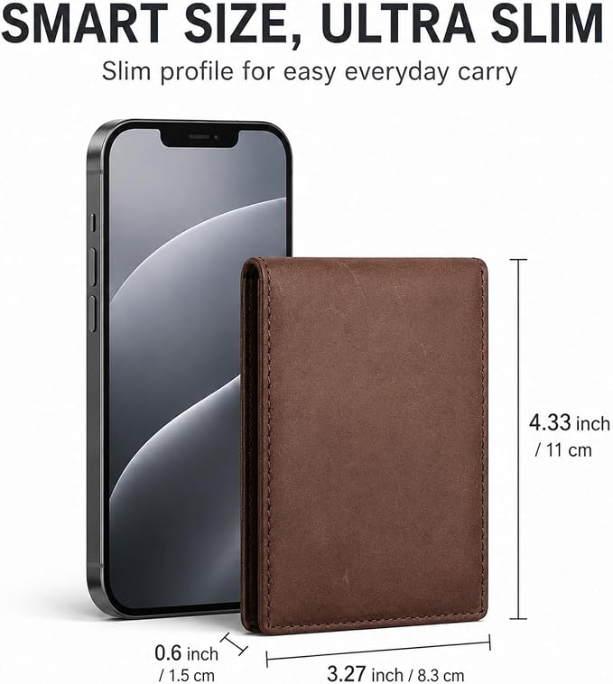 Wallet for Men Slim RFID Blocking Genuine Leather Bifold Mens Wallet | Front Pocket Credit Card Holder with 2 ID Windows, Holds 12 Cards & Cash Minimalist Thin Wallet, Gifts for Men - Image 6