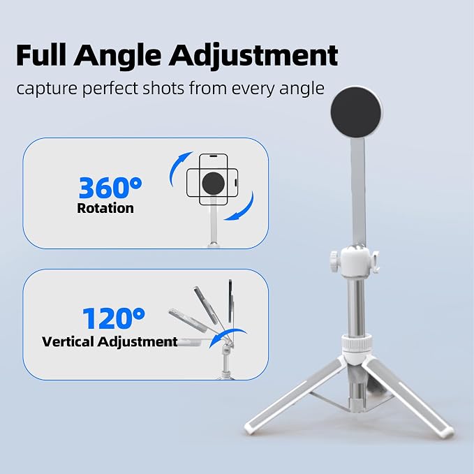 35" Magnetic Selfie Stick Phone Tripod, Extendable Phone Tripod with Cold Shoe and Remote,Compatible with iPhone/Android/Sport Camera Perfect for Video Recording/Selfies/Insta360 x5（White） - Image 8
