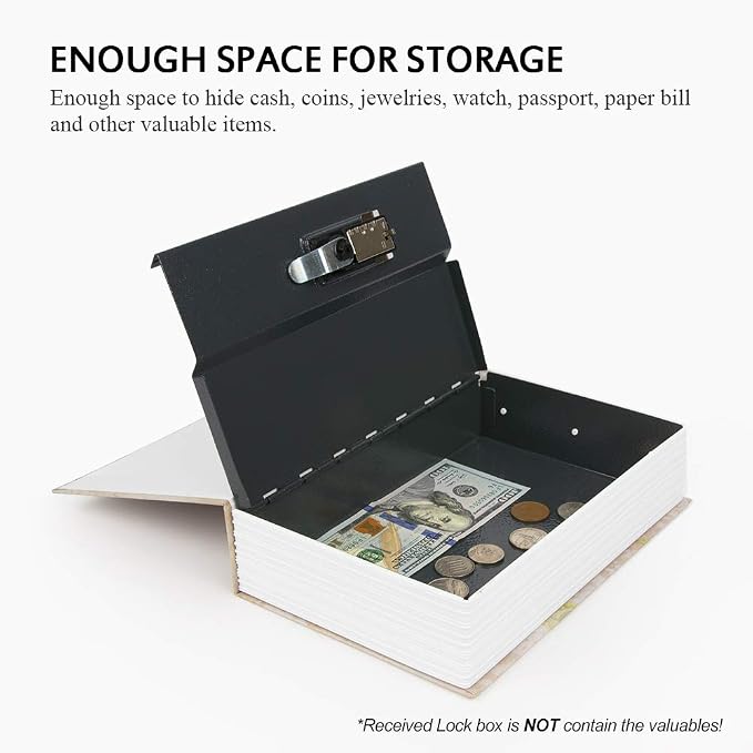 KYODOLED Diversion Book Safe with Combination Lock, Secret Safe Metal Lock Box, Money Storage Collection Box,9.5" x 6.2" x 2.2",France - Image 3