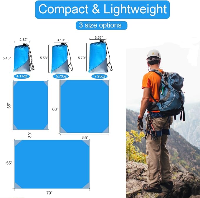 Orga'Neat Pocket Picnic Blanket, Compact Lightweight Tarp for Camping | Foldable, Easy to Carry, Water Resistant Sandproof Washable Quick Dry Mat for Beach, Festival, Travel, Outdoor Recreation - Image 3