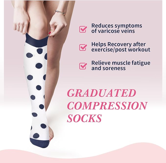 Sooverki Compression Socks for Women & Men 6 Pairs is Best Supportive Knee High Stockings for Circulation, Travel, Nurses - Image 3