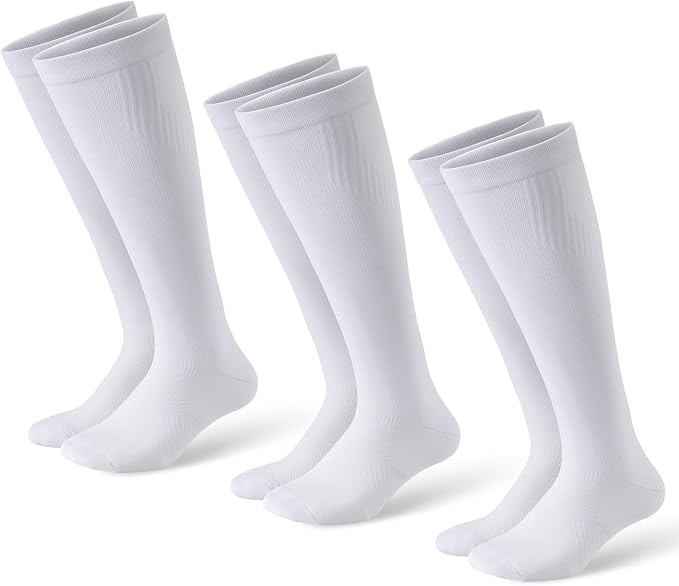 Compression Socks for Women and Men,Mild Support(3 Pairs) Unisex | Knee High,Graduated Compression,L/R Foot Labels,Breathable Fabric,Best for Flying/Nurses/Travel/Cycling/Pregnancy/Daily Wear by musesox
