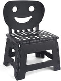 Folding Step Stool with Back Support for Kids,9" Kids Step Stool for Outdoor or Indoor Kitchen Step Stools and Bathroom Stool for Toddlers Boys Girls - Black by ACSTEP