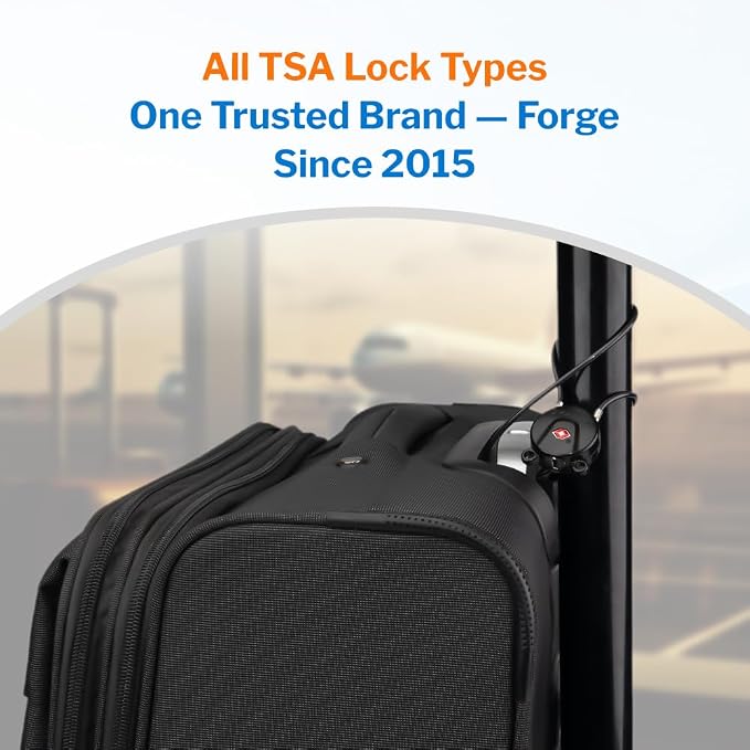 Forge TSA Approved Luggage Locks, Ultra-Secure Dimple Key Travel Lock, Extra long-15'' Cable Locks with Zinc Alloy Body - Image 4