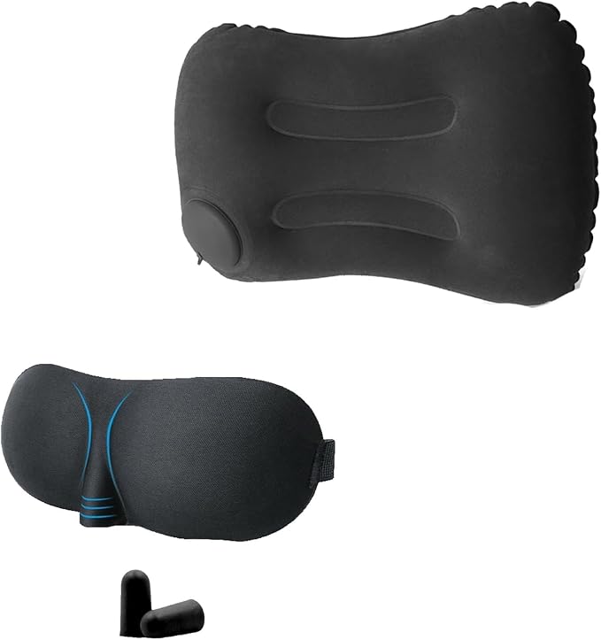 Portable Travel Sleep Comfort Set for Plane Sleep Kit at Plane Inflatable Travel Pillows Eye Mask Ear Plugs for Airplane Essentials for Seat Airplane Gadgets for Sleep Comfort (C) by CryhandCrystalHandmadeSTU