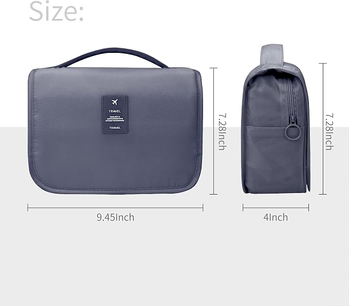 Lcsmaokin Large Capacity Toiletry Bag Travel Bag with Hanging Hook for Men and Women Waterproof Travel Cosmetic Bag Bathroom Storage Bag for Brushes Set,Mens Bathroom Bag Accessories-Grey - Image 5
