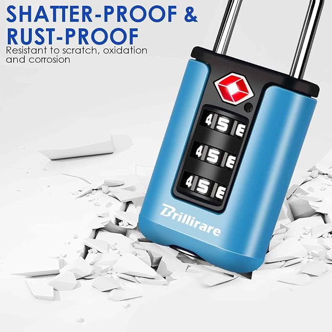 2 Pack TSA Approved Luggage Locks, Combination Travel Padlock, 3-Digit Waterproof Lock, TSA Accepted Outdoor Keyless Resettable Lock for Lockers, Bags, Backpack, Gym, Gate-Blue - Image 6