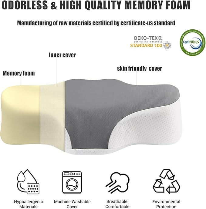 Bespilow Camping Travel Pillow for Sleeping - Memory Foam Cervical Neck Support Pillow for Neck Pain Relief, Inflatable Alternative, Compressible Cooling Orthopedic Pillow for Backpacking, Airplane - Image 5