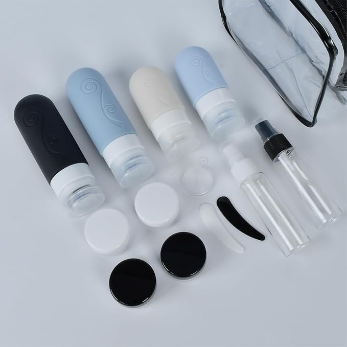vodvob 16 Pack Travel Bottles Set for Toiletries, TSA Approved Travel Containers Leak Proof Silicone Squeezable Travel Accessories 2oz 3oz for Shampoo Conditioner Lotion Body Wash (BPA Free) (black) - Image 7