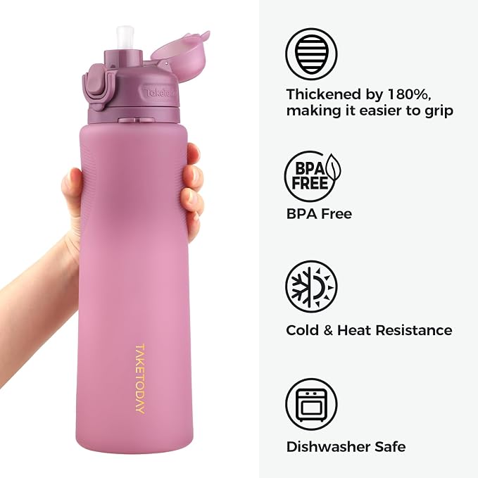 TakeToday Collapsible Water Bottles, Foldable for Travel, 32oz, Purple | Compact Foldable Travel Bottle with Straw, TSA-Approved Leakproof Silicone, BPA-Free for Hiking & Outdoors - Image 4