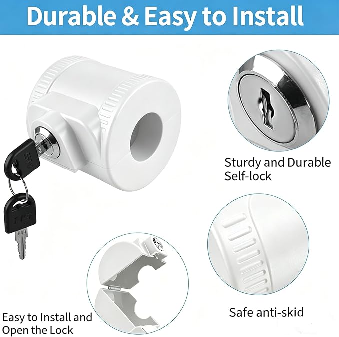 Door Knob Lock-Out Device – Prevents Turning of Door Knob and Access to Keyhole, Can be Used for Home Rentals,Evictions,Job Sites & More – Keyed Alike,ChildProof knob Lock Cover,White（2 Pack） - Image 3